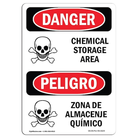 Signmission Safety Sign, OSHA Danger, 24" Height, Chemical Storage Area Bilingual Spanish OS-DS-D-1824-VS-1629